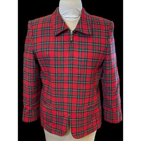 Norton McNaughton Shorts Suit 2 Pcs Blazer/Shorts Red/Green Tartan Sz. 8 Vtg - Picture 13 of 15